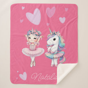Niedlich Pink Ballerina Unicorn Sherpa Blanket Sherpadecke