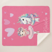 Niedlich Pink Ballerina Unicorn Sherpa Blanket Sherpadecke (Vorderseite (Horizontal))