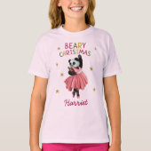 Niedlich Pink Ballet Dance Panda Weihnachten T-Shirt (Vorderseite)