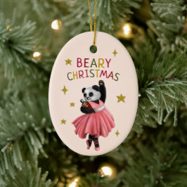 Niedlich Pink Ballett Tanz Panda Beary Weihnachten Keramik Ornament