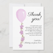 Niedlich Pink Balloon Babydusche Dankeskarte (Vorderseite)