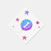 Niedlich Pink Balloon Girl 1. Geburtstag Party Serviette (Ecke)