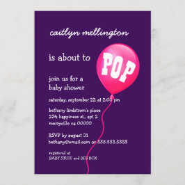 Niedlich Pink Balloon Girl Baby Shower A03 Einladung