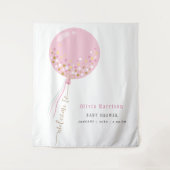 Niedlich Pink Balloon Girl Babydusche Begrüßungsze Wandteppich (Vorderseite)