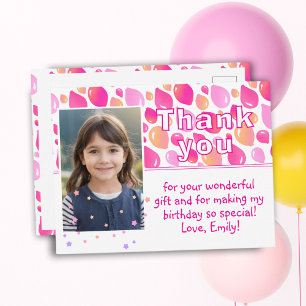Niedlich Pink Balloons Girly Foto Geburtstag Viele Postkarte