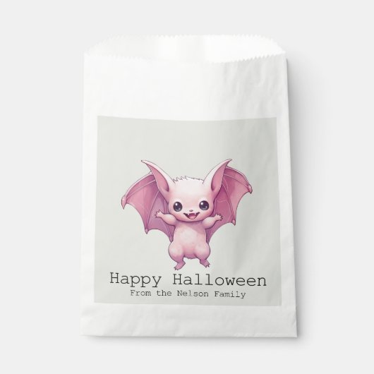Niedlich Pink Bat Green Happy Halloween Geschenktütchen (Vorderseite)