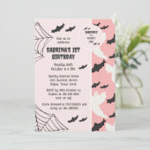 Niedlich Pink Beängstigend ein Halloween-Geburtsta Einladung (Stehend Vorderseite)