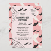 Niedlich Pink Beängstigend ein Halloween-Geburtsta Einladung (Vorne/Hinten)