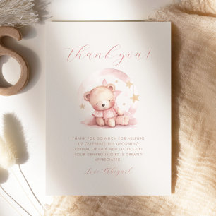 Niedlich Pink Bear Girl Babydusche Danke Karte