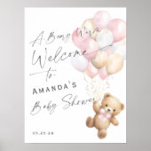 Niedlich Pink Bearly Wait Baby Girl Dusche Willkom Poster (Vorne)