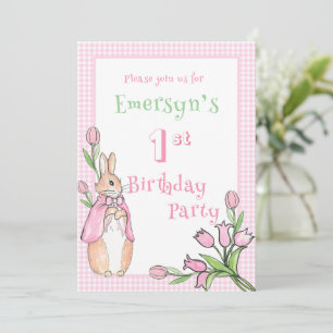 Niedlich Pink Beatrix Potter 1. Geburtstagsparty Einladung