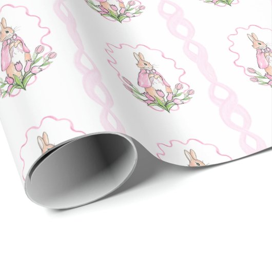 Niedlich Pink Beatrix Potter Tierthema Geschenkpapier (Rolleneckpunkt)