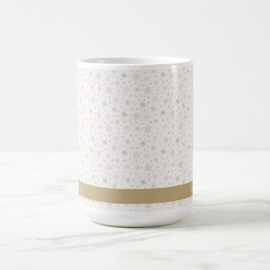 Niedlich Pink & Beige Snowflake Muster Weihnachtsn Kaffeetasse (Mittel)
