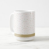 Niedlich Pink & Beige Snowflake Muster Weihnachtsn Kaffeetasse (Vorderseite Links)