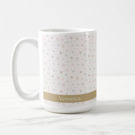 Niedlich Pink & Beige Snowflake Muster Weihnachtsn Kaffeetasse (Links)