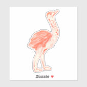 Niedlich Pink Bird Artistic Baby Ostrich Aufkleber (Blatt)