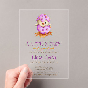 Niedlich Pink Bird Girl Baby Dusche Acryleinladungen