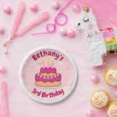 Niedlich Pink Birthday Cake 3 Kerzen zum 3. Geburt Pappteller (Party)