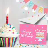 Niedlich Pink Birthday Cake Card - Sweet Birthday Dankeskarte