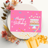 Niedlich Pink Birthday Cake Card - Sweet Birthday Dankeskarte