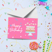 Niedlich Pink Birthday Cake Card - Sweet Birthday Dankeskarte