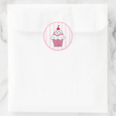 Niedlich Pink Birthday Cupcake Runder Aufkleber (Tasche)