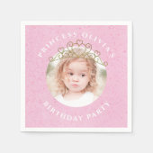 Niedlich Pink Birthday Girl Foto Princess Serviette (Vorderseite)