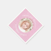 Niedlich Pink Birthday Girl Foto Princess Serviette (Ecke)