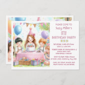 Niedlich Pink Birthday Girl Party Einladung (Vorne/Hinten)