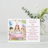 Niedlich Pink Birthday Girl Party Einladung (Stehend Vorderseite)