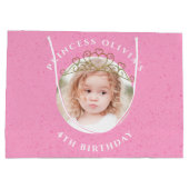 Niedlich Pink Birthday Girl Princess Tiara Simple Große Geschenktüte (Rückseite)