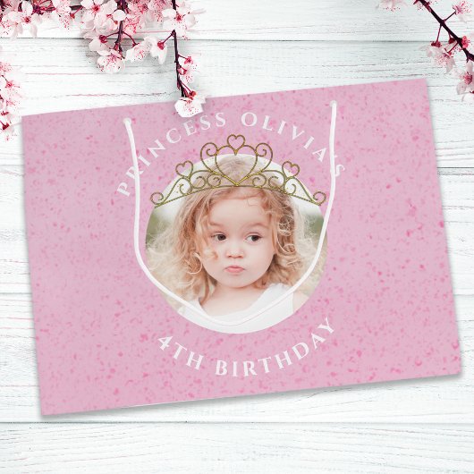 Niedlich Pink Birthday Girl Princess Tiara Simple Große Geschenktüte