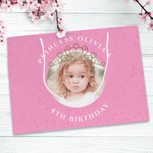 Niedlich Pink Birthday Girl Princess Tiara Simple Große Geschenktüte