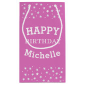 Niedlich Pink Birthday Star Pattern Girly Kleine Geschenktüte (Rückseite)