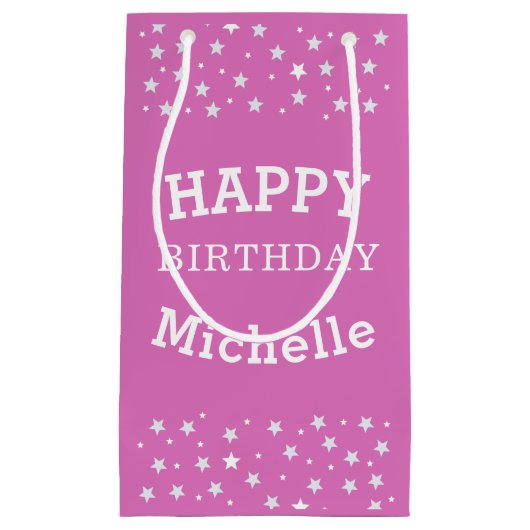 Niedlich Pink Birthday Star Pattern Girly Kleine Geschenktüte (Vorderseite)