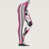 Niedlich Pink Black & Grey Abstrakt Polka Dot Leggings (Rechts)