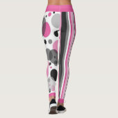 Niedlich Pink Black & Grey Abstrakt Polka Dot Leggings (Rückseite)