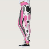 Niedlich Pink Black & Grey Abstrakt Polka Dot Leggings (Links)