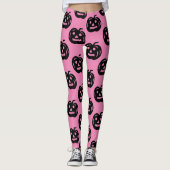 Niedlich Pink Black Kürbislaterne Halloween Costum Leggings (Vorderseite)