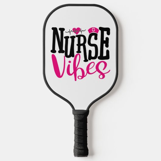 Niedlich Pink Black Nurse Vibes Medical Beruflich Pickleball Schläger (Vorderseite)