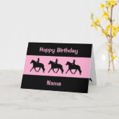 Niedlich Pink Black Pony Trotting Silhouette Gebur Karte (Gelbe Blume)