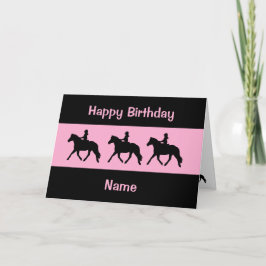 Niedlich Pink Black Pony Trotting Silhouette Gebur Karte