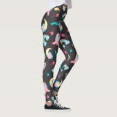 Niedlich Pink Black Unicoron Rainbow Floral Stars Leggings (Rechts)
