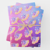 Niedlich Pink Blau Lila Kleine Girls Weltraum Geschenkpapier Set (Beispiel)