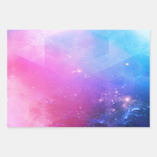 Niedlich Pink Blau Lila Kleine Girls Weltraum Geschenkpapier Set (Vorderseite 3)