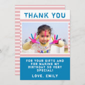 Niedlich Pink Blue Birthday Vielen Dank für Ihre F (Vorne/Hinten)