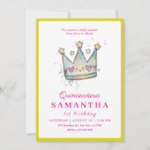 Niedlich Pink Blue Crocess Princess Erster Geburts Einladung (Vorderseite)