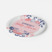 Niedlich Pink Blue Flowers Botanical Baby Dusche Pappteller (Schrägansicht)
