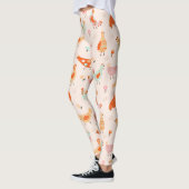 Niedlich Pink Blue Hen Hühnchen Floral Leggings (Links)