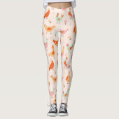 Niedlich Pink Blue Hen Hühnchen Floral Leggings (Vorderseite)